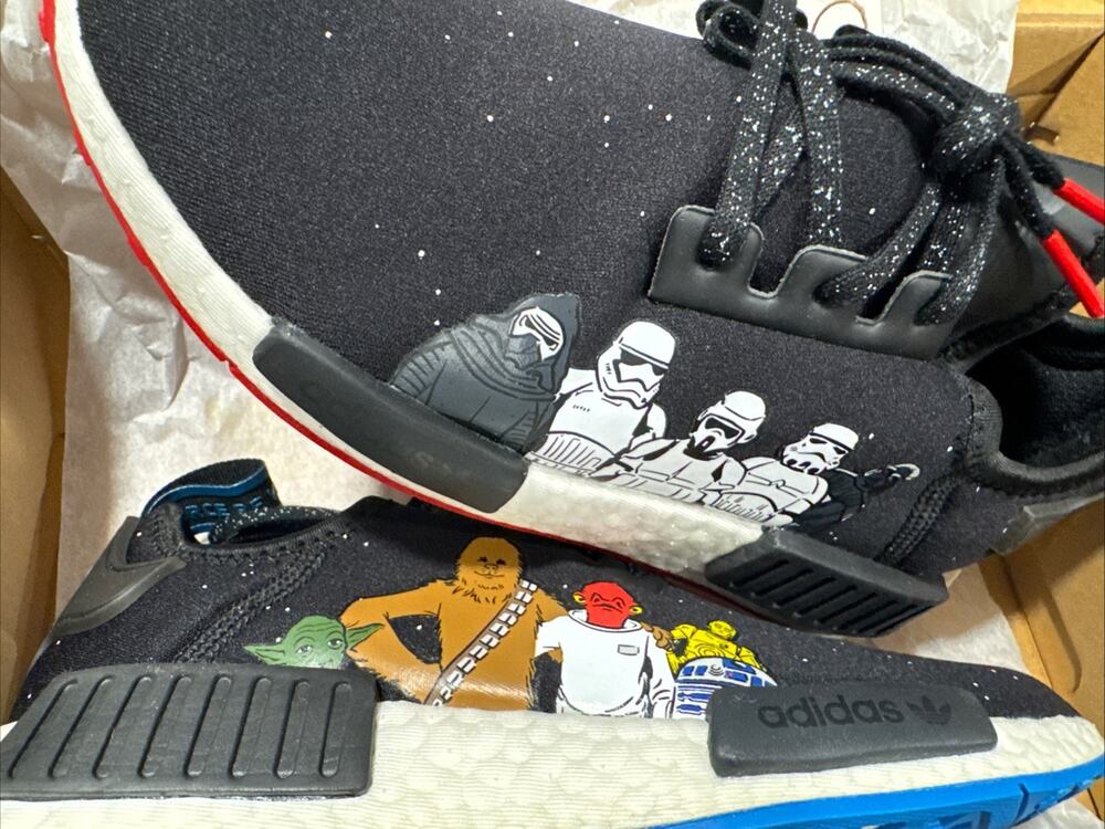 Adidas NMD R1 J 'Star Wars' Big Kids' Shoes Black-White FX6503 Size 6 Rare